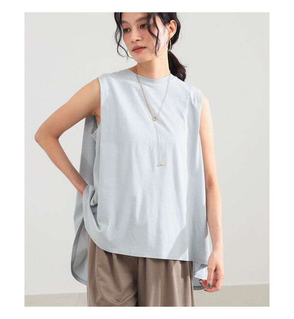 Demi-Luxe BEAMS 「コットン バックフレア ノースリーブ プルオーバー」|Tシャツ・カットソー|