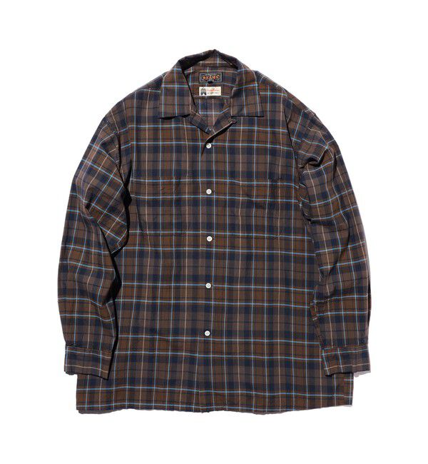 BEAMS PLUS「Open Collar Madras」|シャツ・ブラウス|BROWN