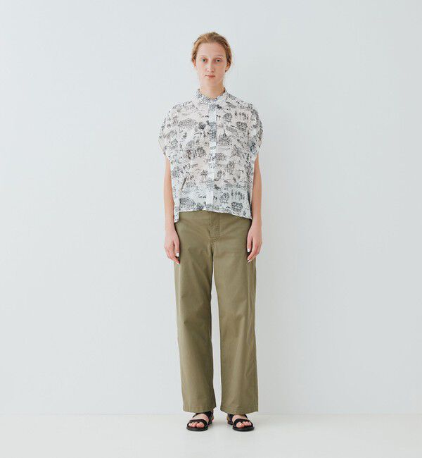 GALERIE VIE「LandScapeシルクストレッチ スタンドネックボックスシャツ」|シャツ・ブラウス|