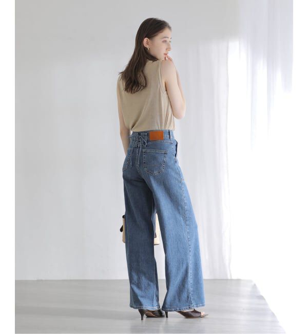  「【洗える】SOMETHING / サムシング LISA LACE UP WIDE」|デニム|