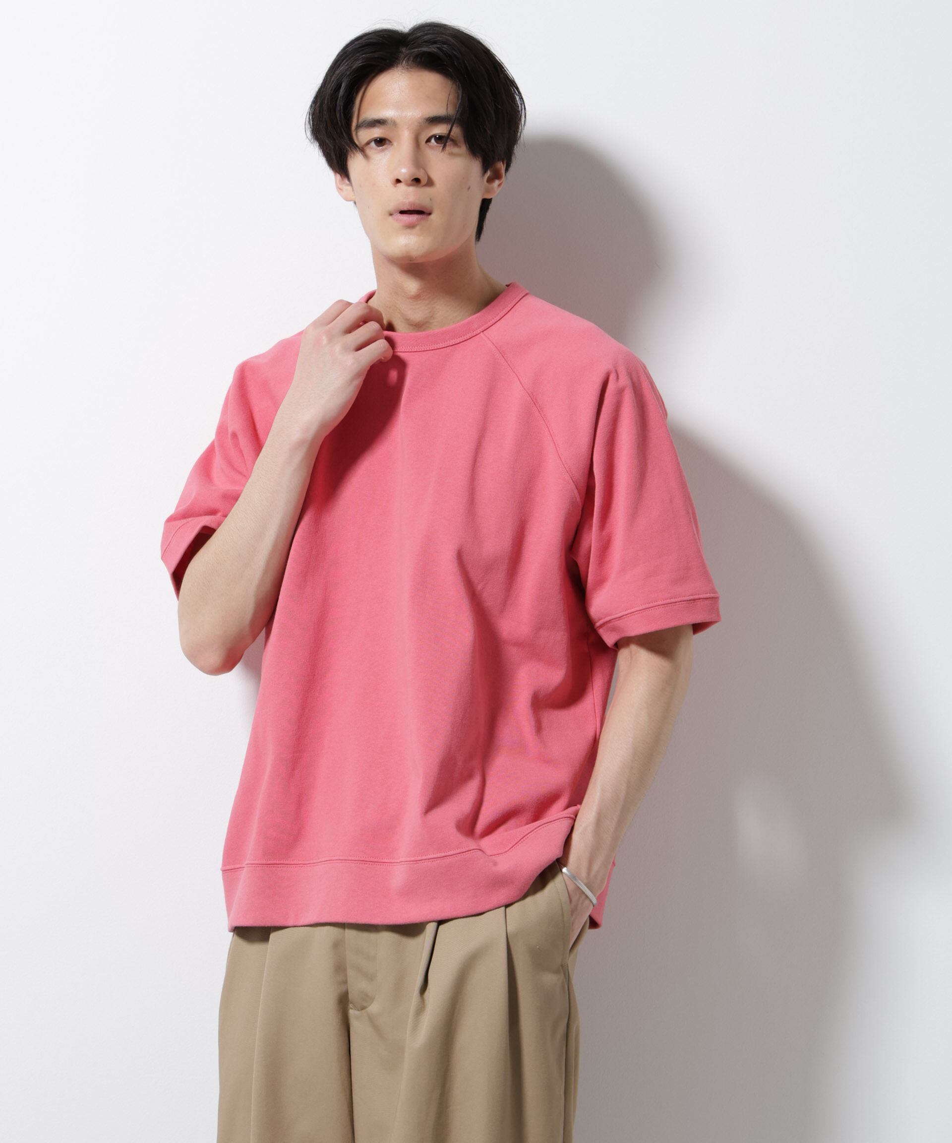 nano･universe「ヘビーウェイトコットンラグランスリーブTシャツ」|Tシャツ・カットソー|ピンク