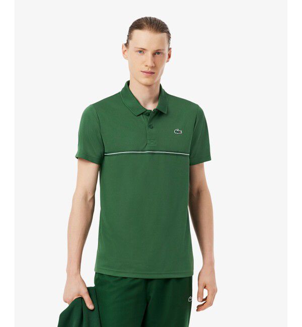 LACOSTE「バックヨークプリント ウルトラドライ鹿の子地ポロシャツ」|ポロシャツ|グリーン