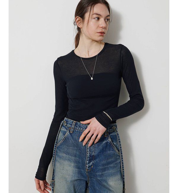  「《インナー使いもおすすめ》シアーストレッチロンTEE」|Tシャツ・カットソー|