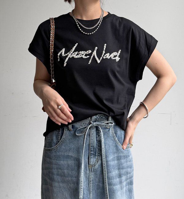  「【WEB限定】ビジューロゴTEE」|Tシャツ・カットソー|ブラック