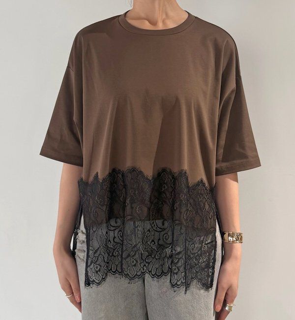  「裾レースワイドTEE」|Tシャツ・カットソー|