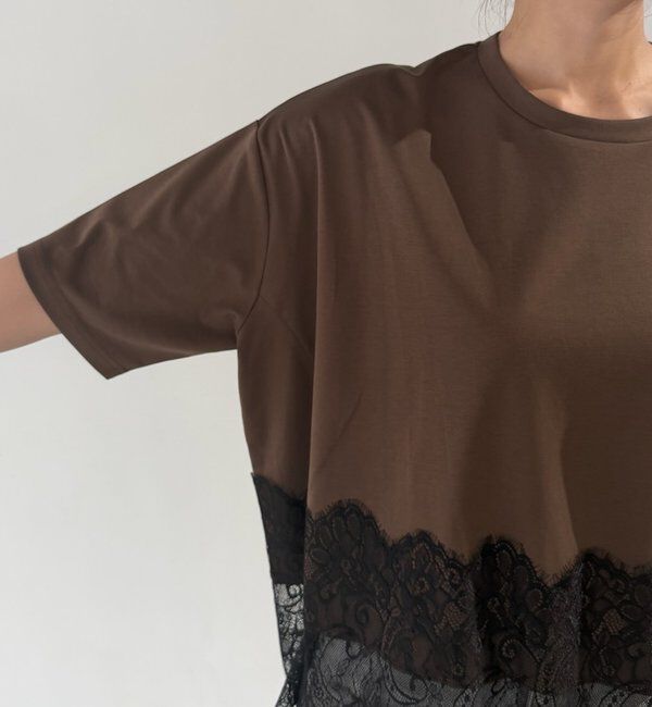  「裾レースワイドTEE」|Tシャツ・カットソー|