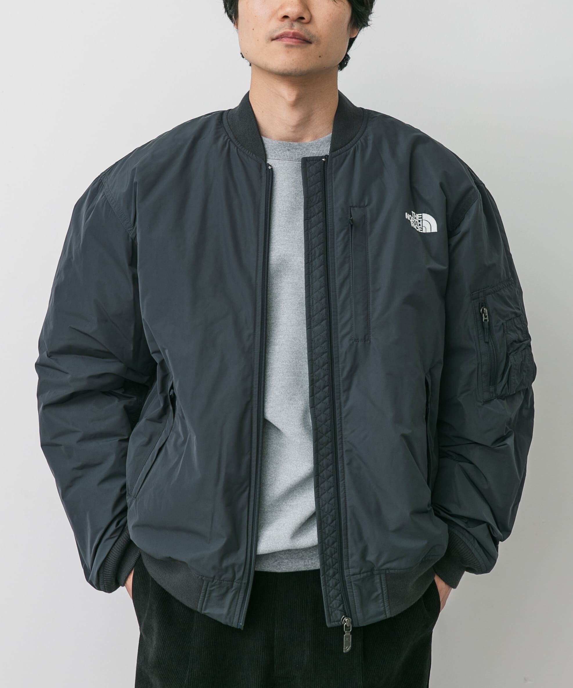 URBAN RESEARCH DOORS「THE NORTH FACE　Insulation Bomber Jacket」|ノーカラーコート|ダークグレー
