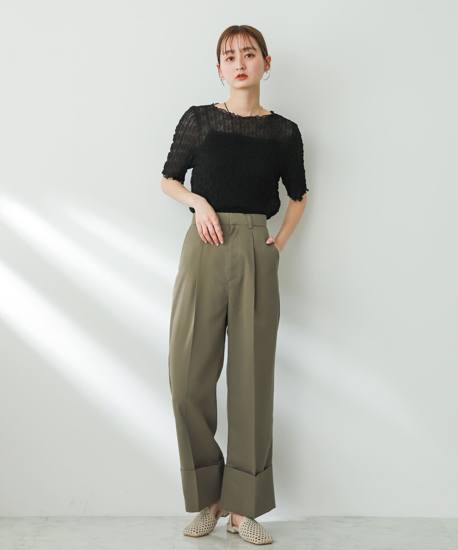 SENSE OF PLACE by URBAN RESEARCH「ウェーブパターンシアートップ(5分袖)」|Tシャツ・カットソー|