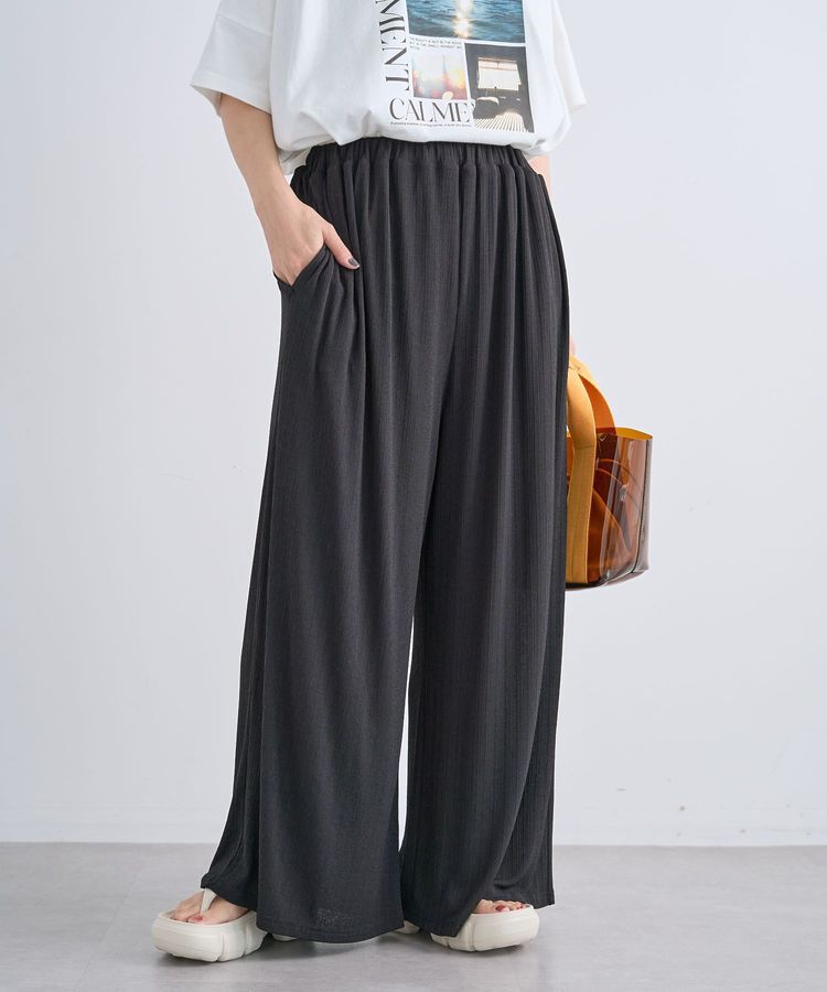 Green Parks「シアーカットワイドパンツ」|その他|Black