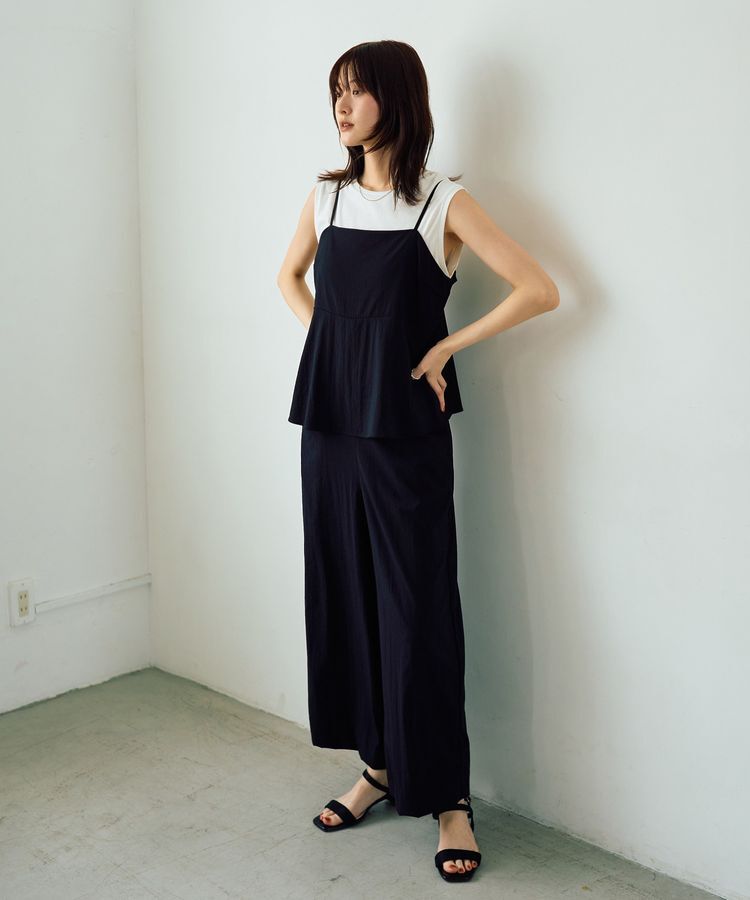 YECCA VECCA「ドライタッチペプラムサロペット」|オールインワン|