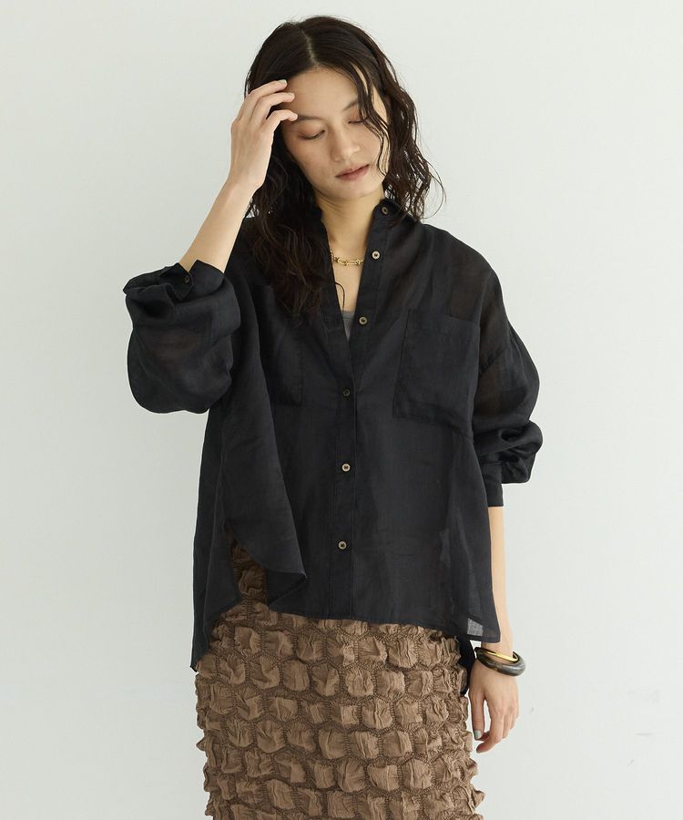 GARAGE OF GOOD CLOTHING「リネンポケット付きクロップドシャツ」|シャツ・ブラウス|