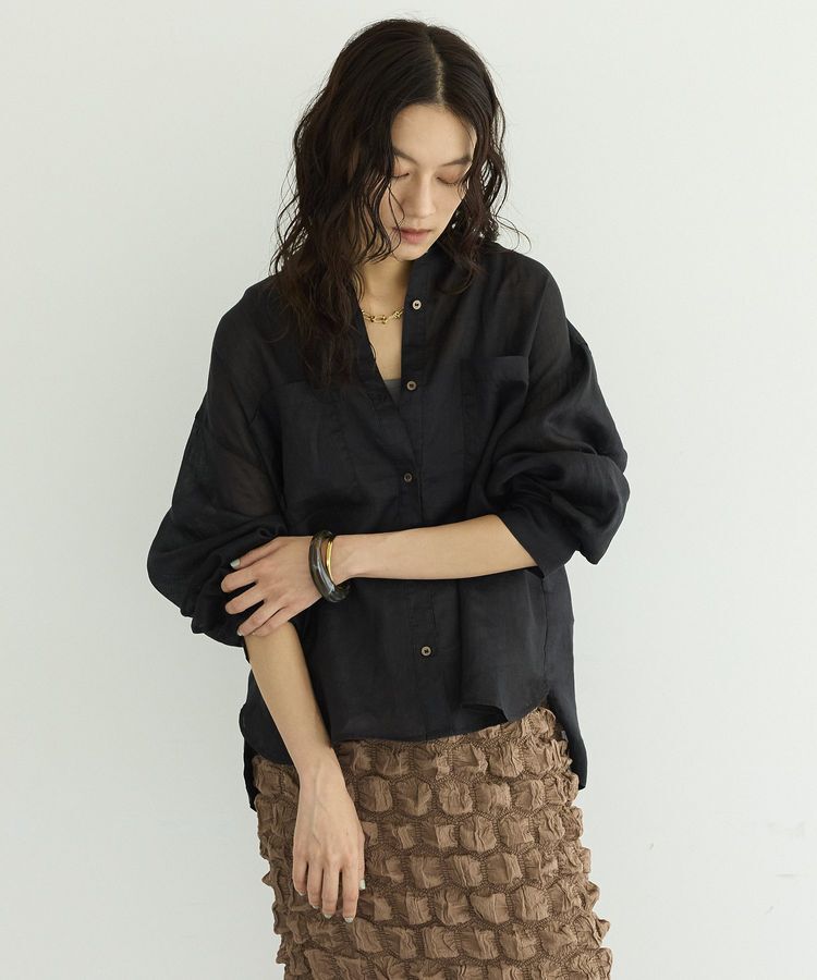 GARAGE OF GOOD CLOTHING「リネンポケット付きクロップドシャツ」|シャツ・ブラウス|