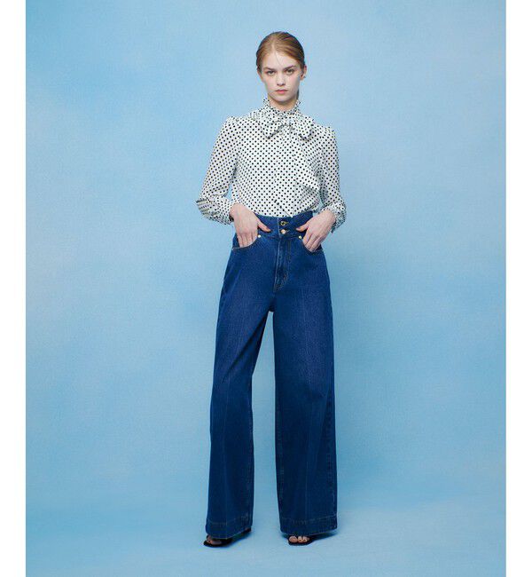 LOULOU WILLOUGHBY「ハイウエストワイドデニムパンツ」|デニム|