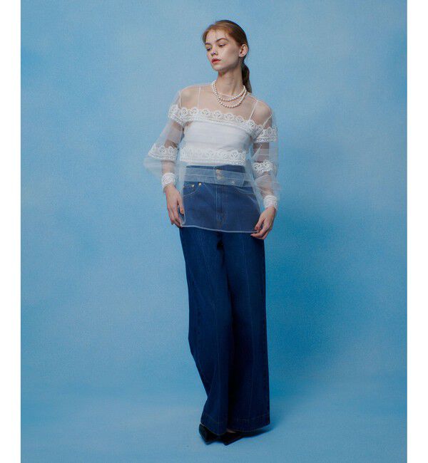 LOULOU WILLOUGHBY「ハイウエストワイドデニムパンツ」|デニム|