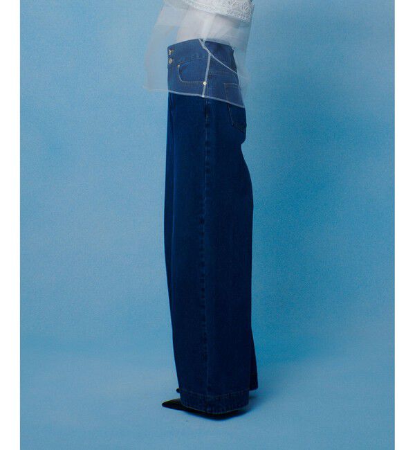 LOULOU WILLOUGHBY「ハイウエストワイドデニムパンツ」|デニム|