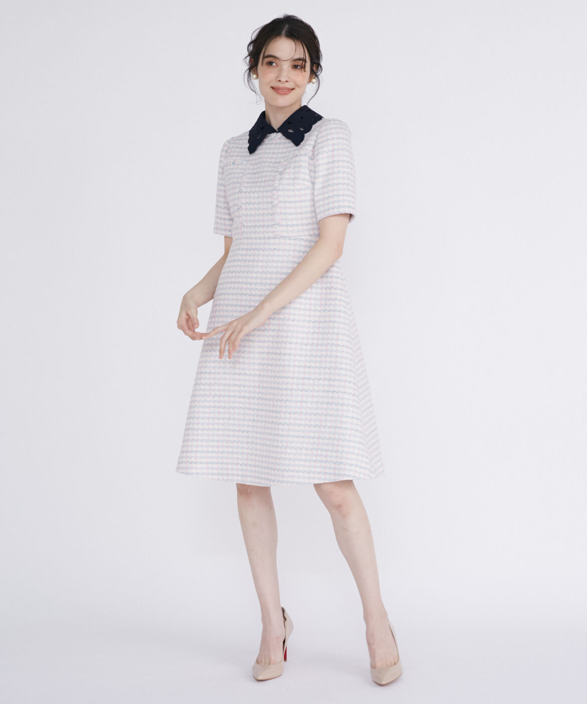 Maglie le cassetto「《M Maglie le cassetto》ファンシーツイードワンピース《Linton Tweeds》」|ワンピース|