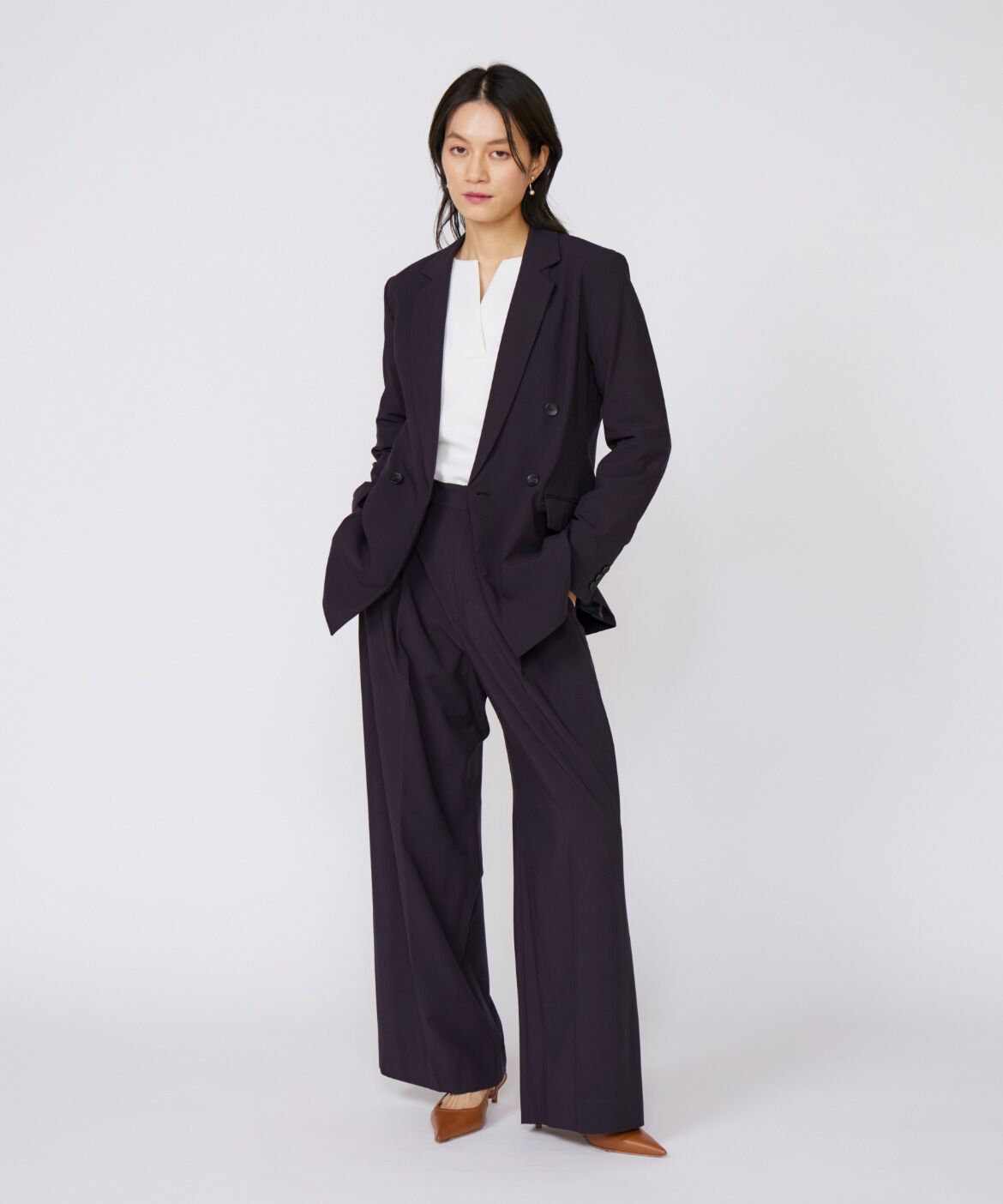 INED「《大きいサイズ》TRストレッチツータックワイドパンツ」|その他|