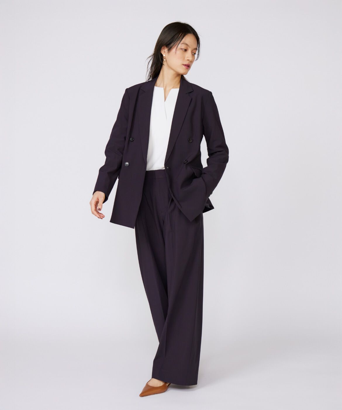 INED「《大きいサイズ》TRストレッチツータックワイドパンツ」|その他|