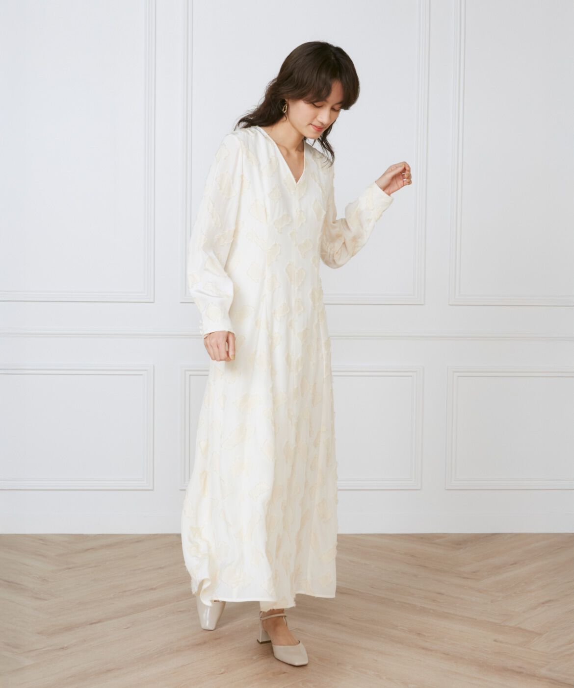 INED「《大きいサイズ》ミディ丈ワンピース　《la veille by SUPERIOR CLOSET》」|ワンピース|