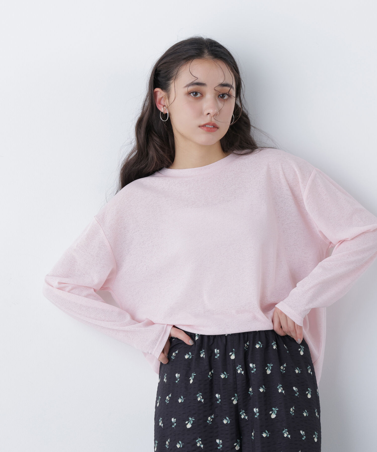  「〈N.〉スラブ天竺カットソー長袖」|Tシャツ・カットソー|ピンク