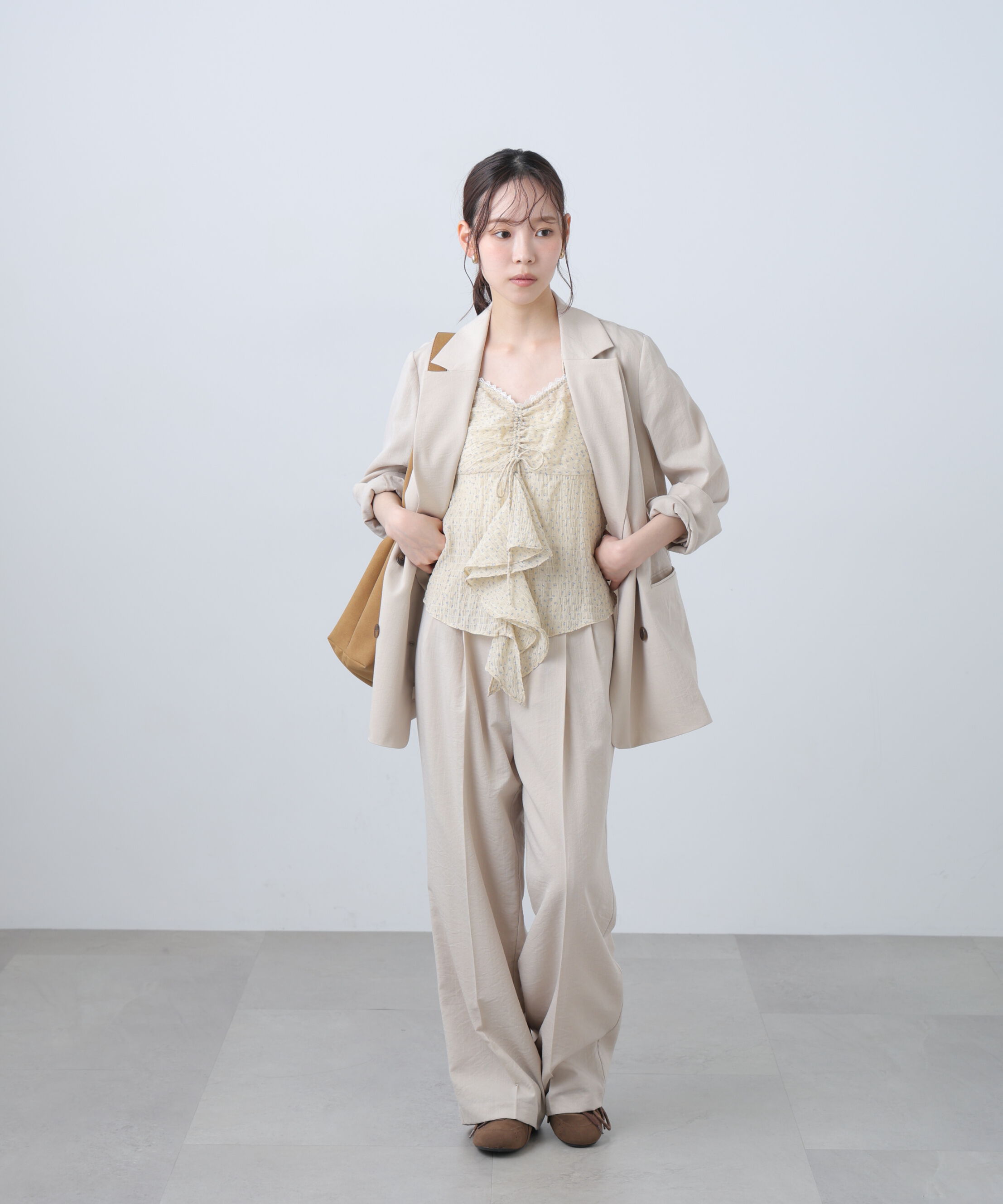  「麻調合繊タックワイドパンツ」|その他|