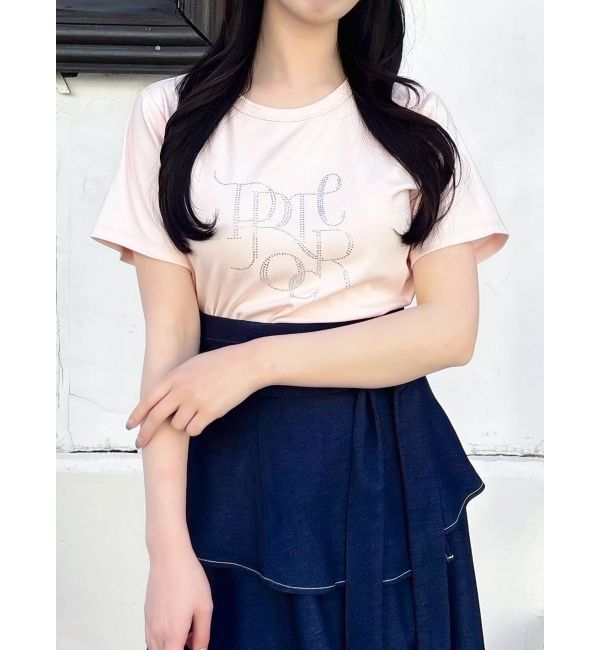 dazzlin「【UV】ラインストーングラフィックロゴTシャツ」|Tシャツ・カットソー|ピンク