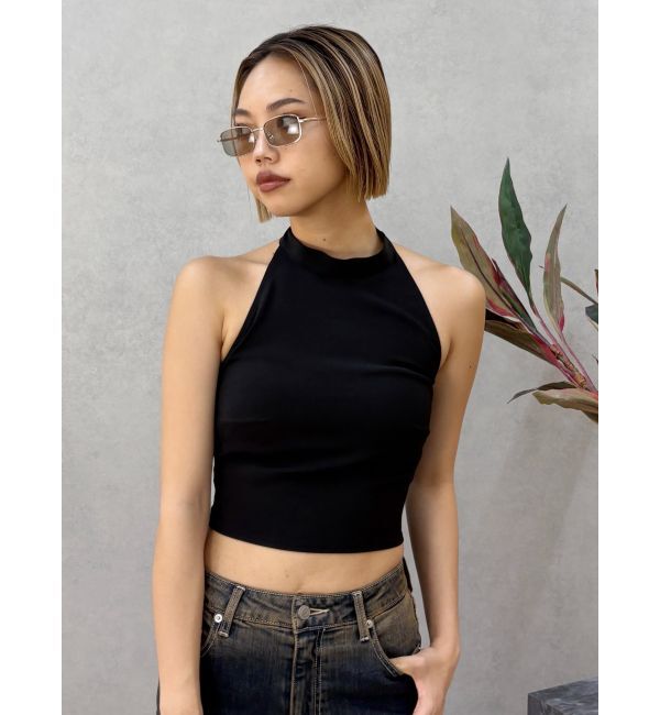 EVRIS「バックリボン ホルターネックトップス」|Tシャツ・カットソー|ブラック
