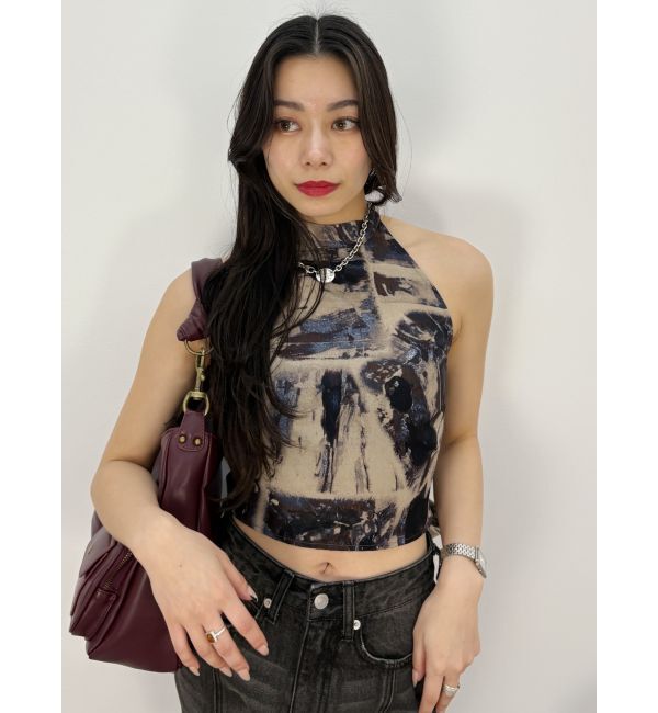 EVRIS「バックリボン ホルターネックトップス」|Tシャツ・カットソー|ネイビー