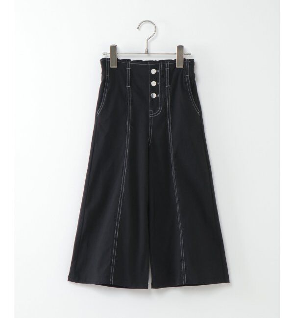 ikka kids「【キッズ】ストレッチ配色ステッチワイドパンツ（120~160cm）」|その他|ブラック
