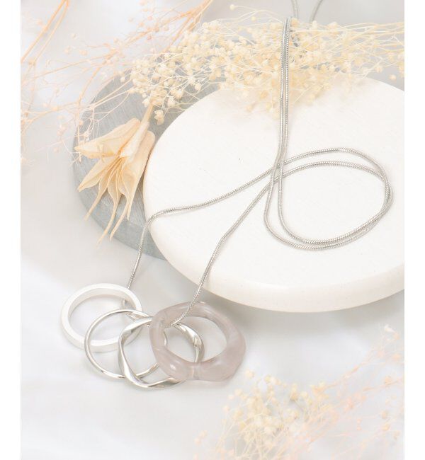 ikka「ミックスリングネックレス」|その他|グレー