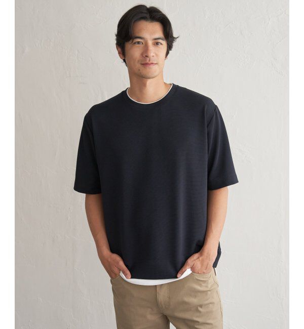 ikka「冷感DRYリップル5分袖Tシャツ」|Tシャツ・カットソー|