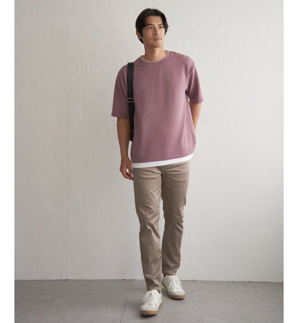 ikka「冷感DRYリップル5分袖Tシャツ」|Tシャツ・カットソー|