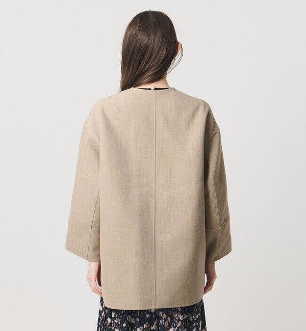UNITED ARROWS「Asami バイカラー リバーコート」|ノーカラーコート|