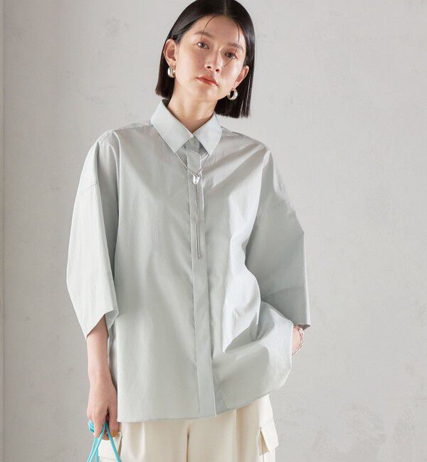 SHIPS for women「SHIPS Primary Navy Label:〈手洗い可能〉レギュラー カラー ワイド シャツ」|シャツ・ブラウス|