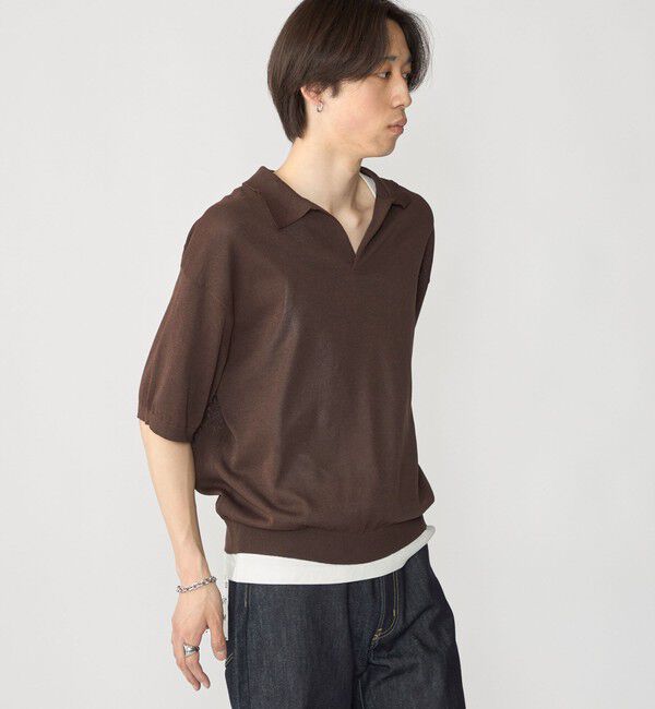 SHIPS「【City Ambient Products別注】crepuscule: WASHI SKIPPER ニットポロ」|ポロシャツ|
