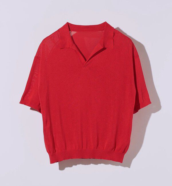 SHIPS「【City Ambient Products別注】crepuscule: WASHI SKIPPER ニットポロ」|ポロシャツ|レッド