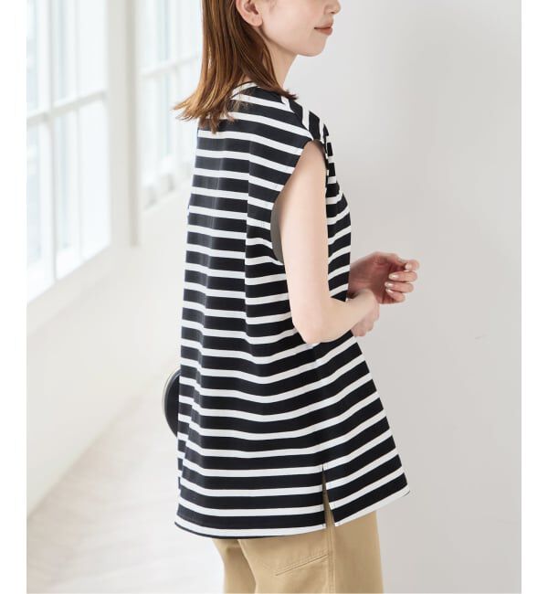 U by SPICK&SPAN「サイドスリットノースリーブ」|Tシャツ・カットソー|ブラックベース