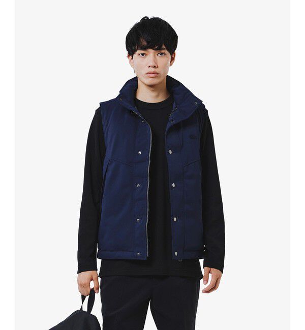 LACOSTE「RDS認証ダウン 耐水透湿 ハイネック ジップアップ ピケダウンベスト」|ダウンベスト・ベスト|ダークネイビー