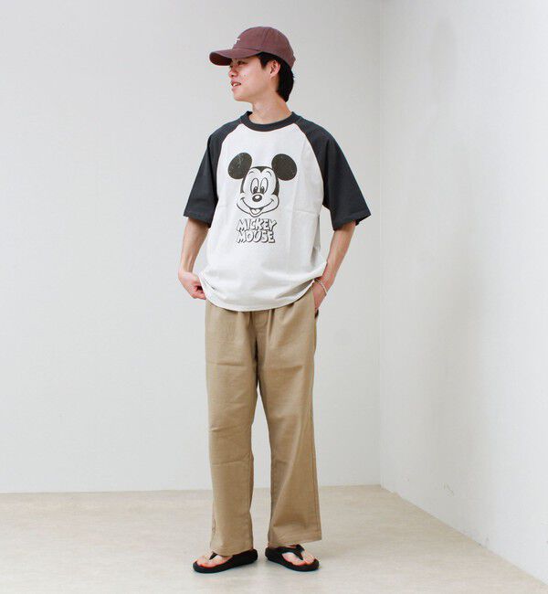 GLOSTER「【前後で映える】ミッキーフェイス＆ロゴプリントT」|Tシャツ・カットソー|