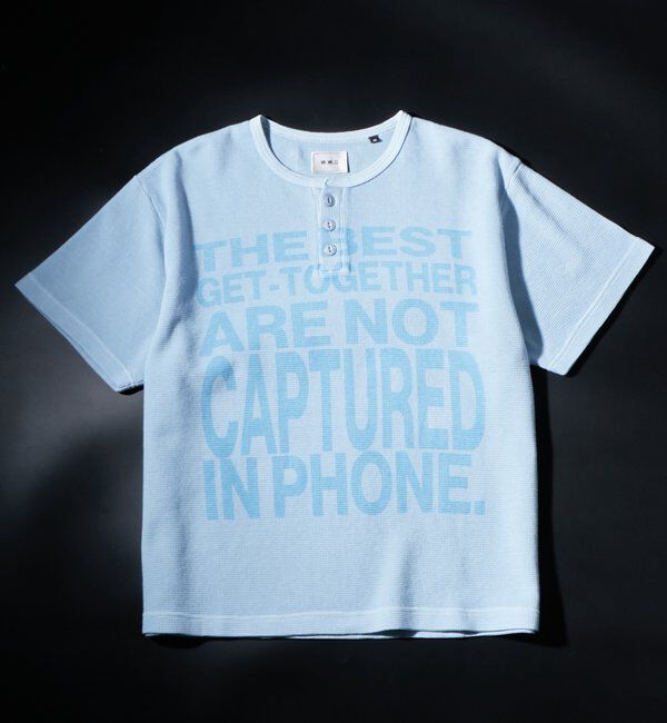  「メッセージワッフルヘンリーS/S TEE」|Tシャツ・カットソー|サックスブルー
