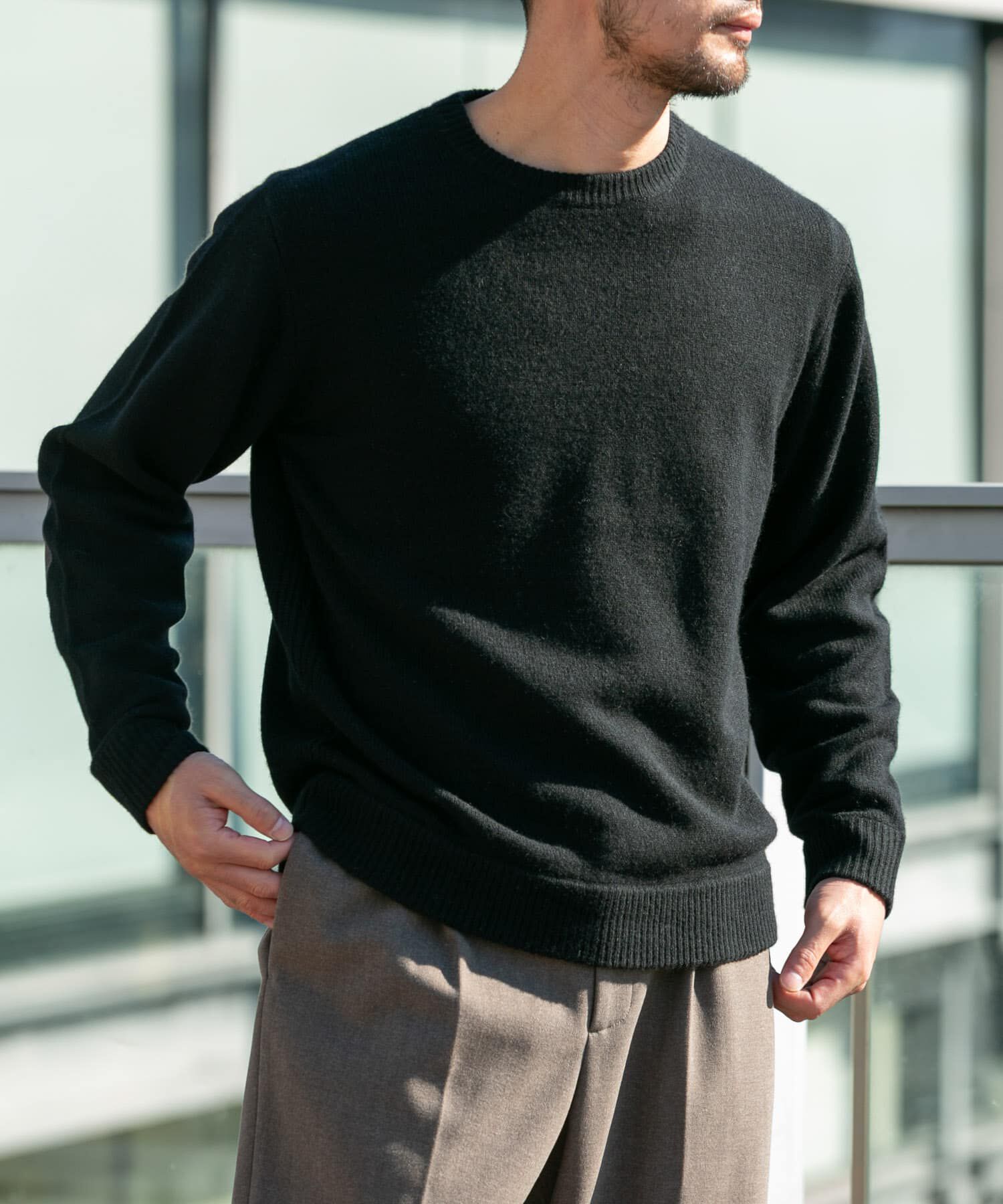 URBAN RESEARCH ROSSO「『XLサイズあり』ハミルトンラムズウールエルボーパッチニット」|ニット・セーター|