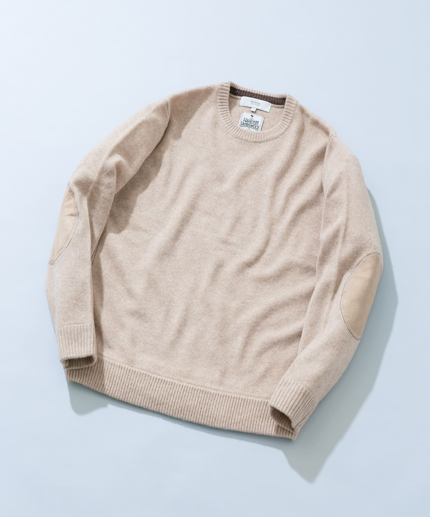 URBAN RESEARCH ROSSO「『XLサイズあり』ハミルトンラムズウールエルボーパッチニット」|ニット・セーター|ベージュ