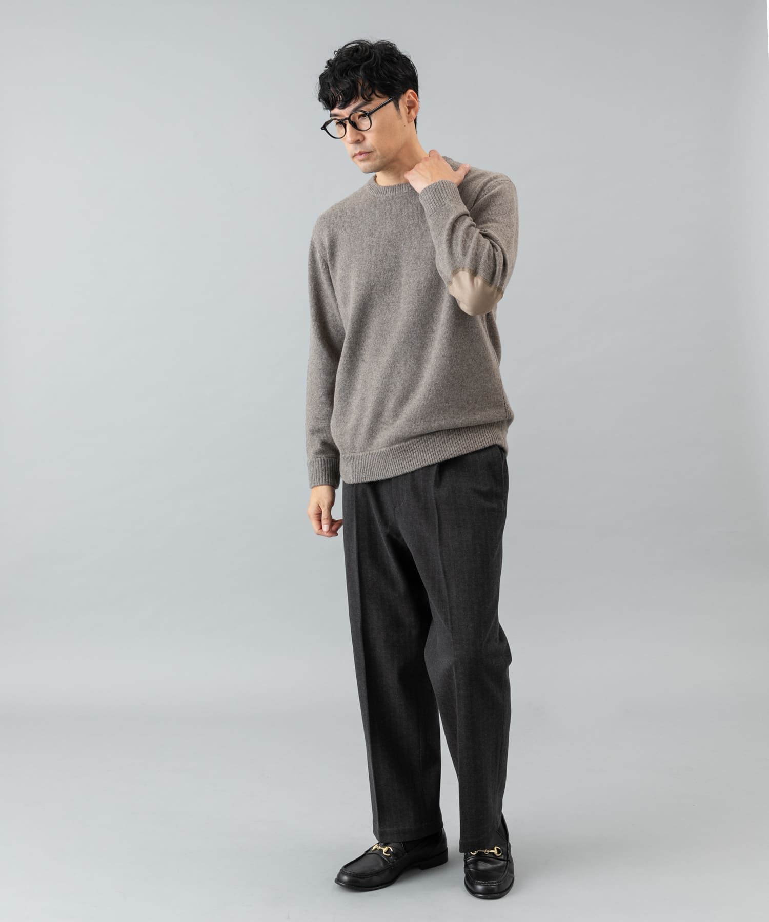 URBAN RESEARCH ROSSO「『XLサイズあり』ハミルトンラムズウールエルボーパッチニット」|ニット・セーター|