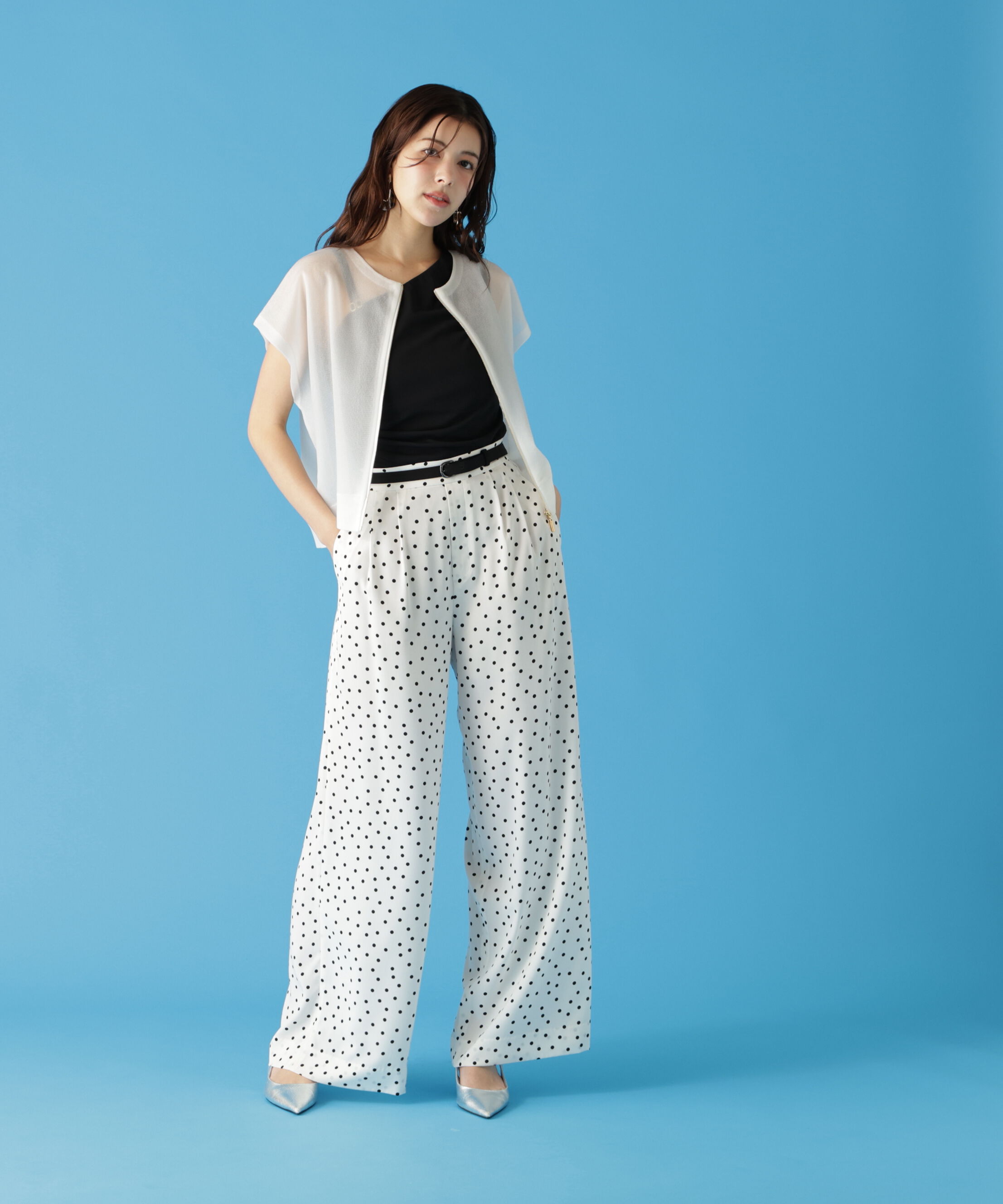  「ランダムドットプリントワイドパンツ」|その他|