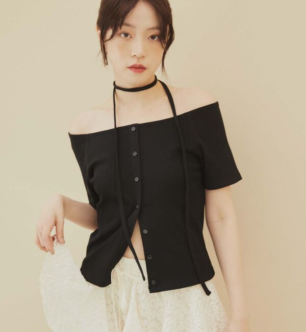 archives「ＦボタンオフショルリブＴＯＰＳ」|Tシャツ・カットソー|