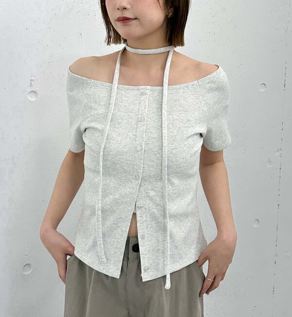 archives「ＦボタンオフショルリブＴＯＰＳ」|Tシャツ・カットソー|OATMEAL