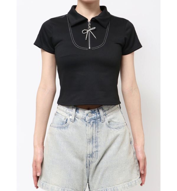 EMODA「リボンカラージップトップ」|Tシャツ・カットソー|ブラック