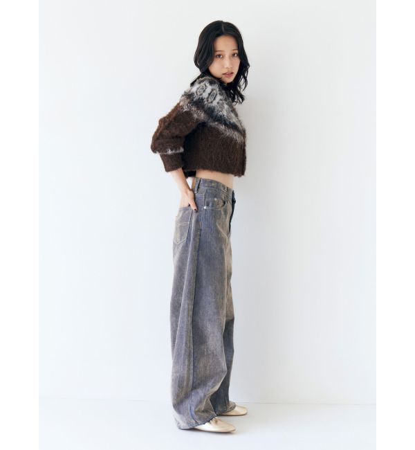Ungrid「【WEB限定】求心柄ショートジップニット」|ニット・セーター|