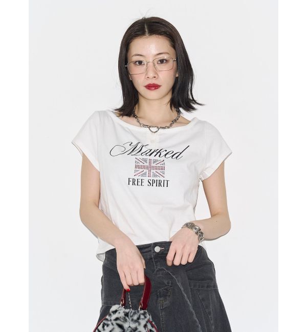 jouetie「ユニオンジャックラインストーンTシャツ」|Tシャツ・カットソー|
