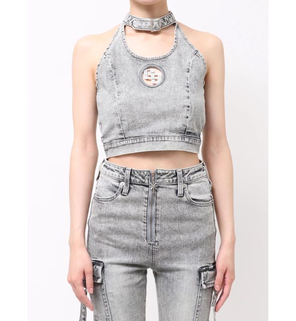 GYDA「GG bijou MOLDチョーカーデニムショートTOPS」|タンクトップ|